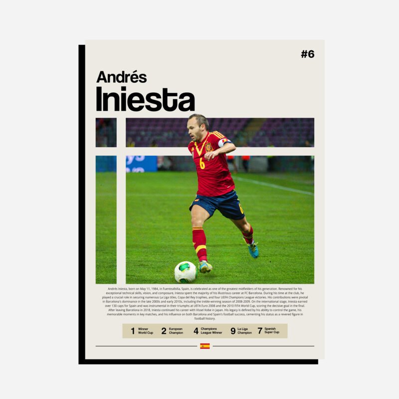 Andrés Iniesta Spain - Frameless